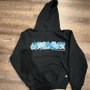 UC San Diego Black Hoodie with Blue Floral Print